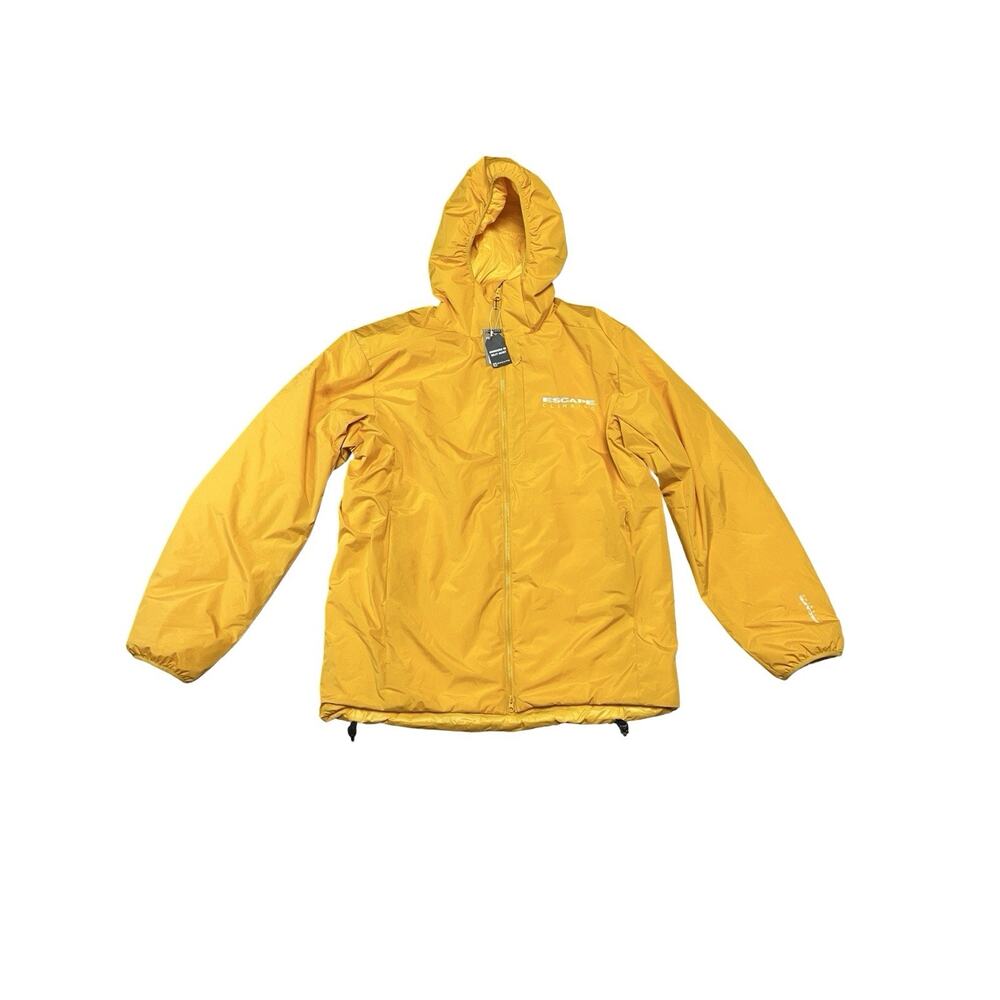 $189 Escape Climbing Mens Yellow Hooded Insulated Jacket Size Extra Large Puffer